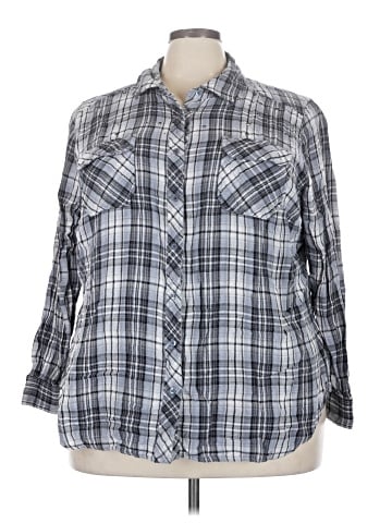 Fashion Bug 3/4 Sleeve Button-Down Shirt (view 1)