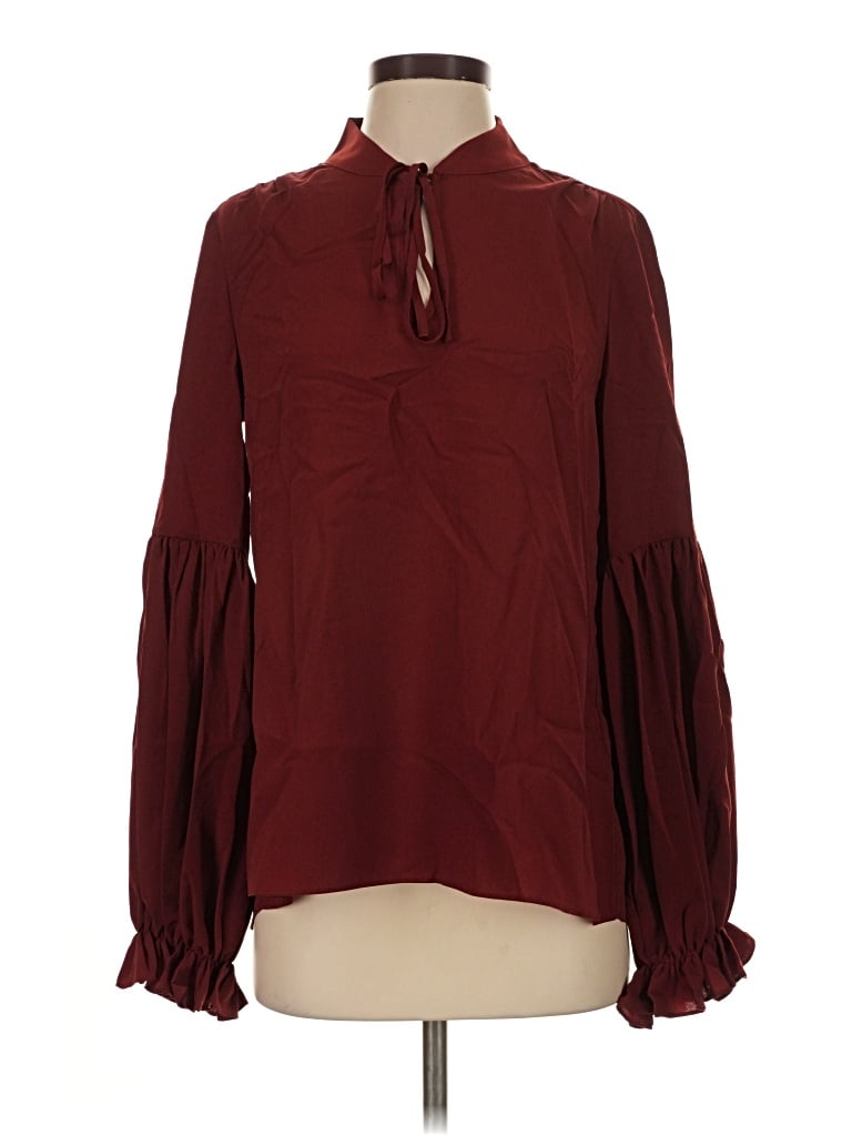 Pre-owned Haute Hippie Long Sleeve Blouse In Burgundy