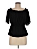 Express 100% Recycled Polyester Black Short Sleeve Blouse Size M - photo 1