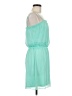 Express 100% Polyester Solid Teal Casual Dress Size M - photo 4