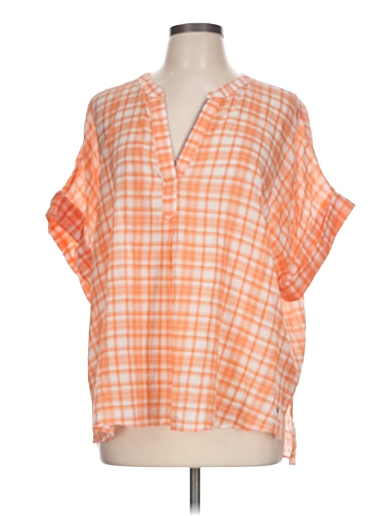 Pre-owned Tommy Hilfiger Short Sleeve Blouse In Orange