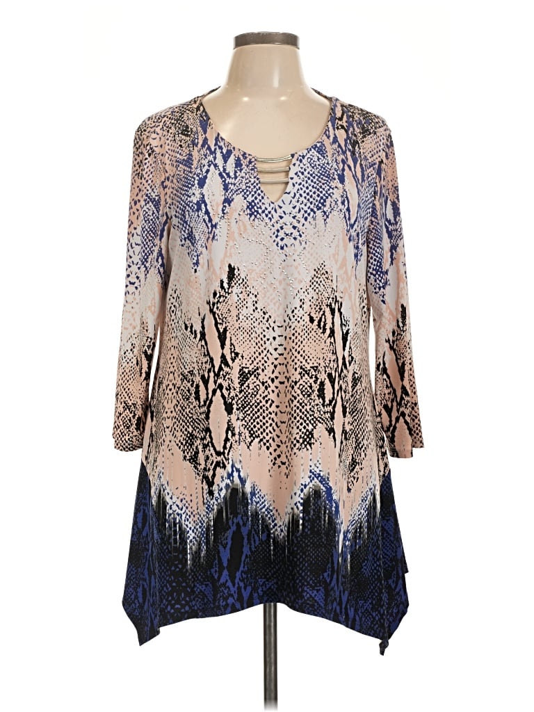 Pre-owned Jm Collection 3/4 Sleeve Blouse In Blue