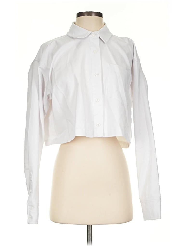 Pre-owned Good American Long Sleeve Blouse In White