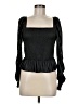 Aqua 100% Polyurethane Black Long Sleeve Blouse Size M - photo 1