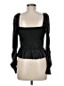 Aqua 100% Polyurethane Black Long Sleeve Blouse Size M - photo 2