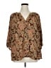 Rose + Olive 100% Polyester Paisley Brown 3/4 Sleeve Blouse Size 1X - photo 1