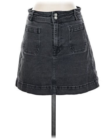 Madewell Stretch Denim A-line Mini Skirt in Black Frost (view 1)