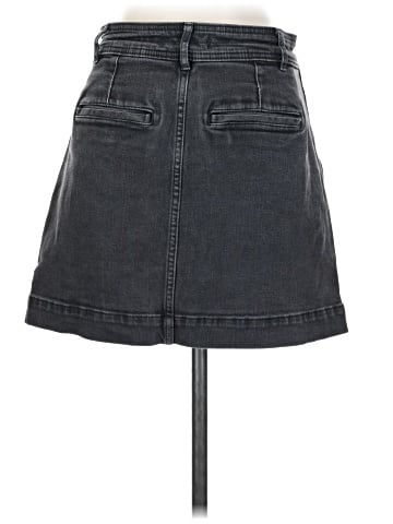 Madewell Stretch Denim A-line Mini Skirt in Black Frost (view 2)