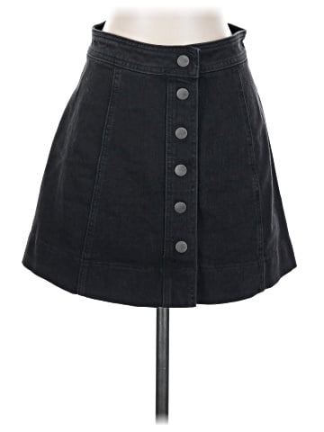 Madewell Metropolis Snap Jean Skirt in Rawley Black (view 1)