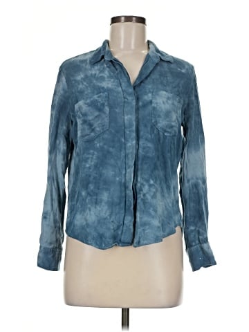 Aqua Long Sleeve Blouse (view 1)