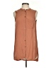 Theory 100% Silk Solid Tan Brown Sleeveless Silk Top Size S - photo 1