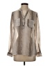 NY Collection Metallic Silver Long Sleeve Blouse Size S - photo 1