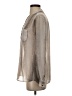 NY Collection Metallic Silver Long Sleeve Blouse Size S - photo 5