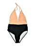 Cupshe 100% Polyester Color Block Tan One Piece Swimsuit Size L - photo 1
