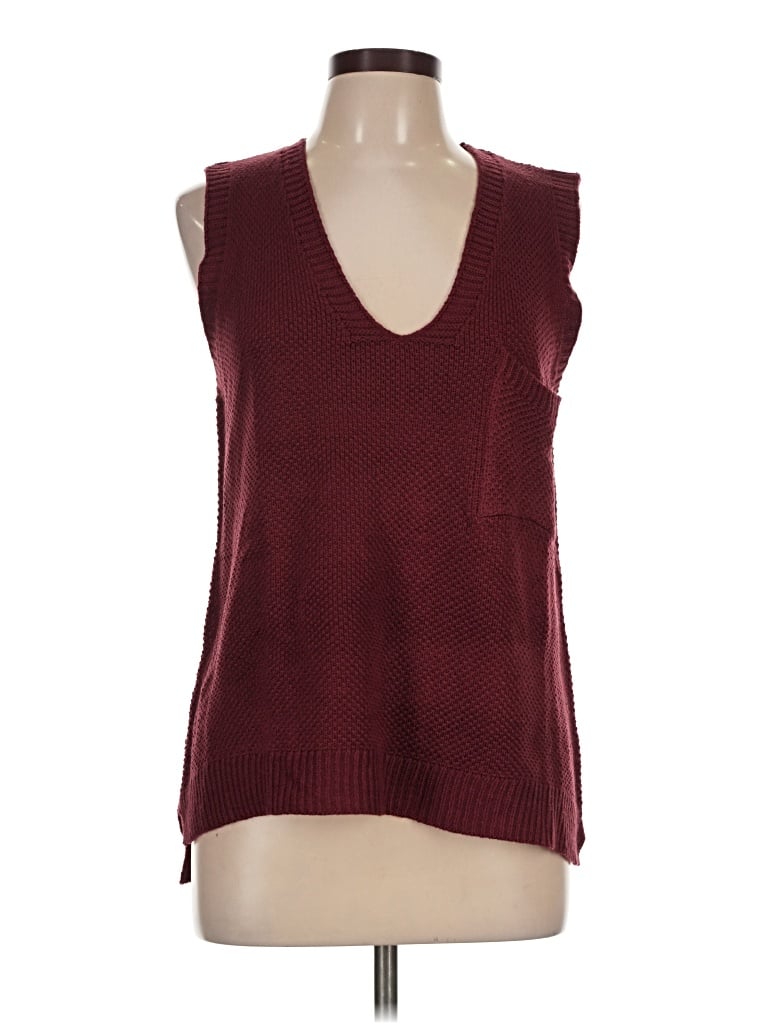 Pre-owned Shein Curve Sweater Vest In Burgundy