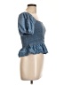 iris 100% Lyocell Blue Short Sleeve Top Size L - photo 4