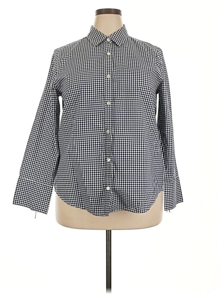Pre-owned Lands' End Long Sleeve Button Down Shirt In Black