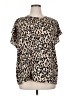 Halogen 100% Polyester Animal Print Tan Short Sleeve Blouse Size 1X - photo 1