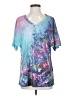 Unbranded 100% Polyester Floral Blue Short Sleeve T-Shirt Size S - photo 1