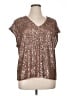 CeCe Metallic Silver Short Sleeve Blouse Size XL - photo 1