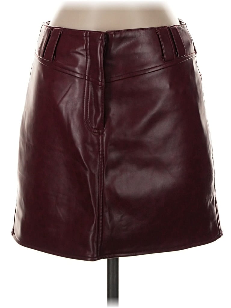 Pre-owned Apparis Faux Leather Skirt In Burgundy