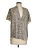 L'Agence Animal Print Silver Short Sleeve Blouse Size XS (0) - photo 1