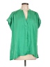 Glam 100% Polyester Green Short Sleeve Blouse Size L - photo 1