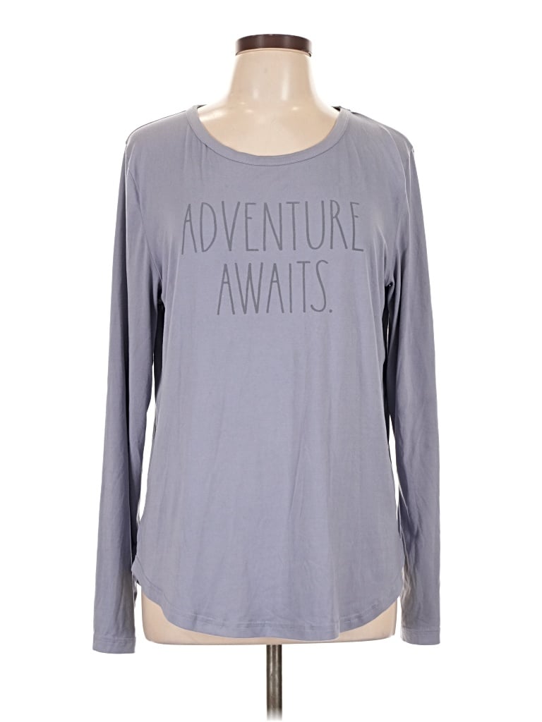 Pre-owned Rae Dunn Long Sleeve T-shirt In Gray