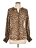Chico's Animal Print Brown Long Sleeve Blouse Size 10 - photo 1