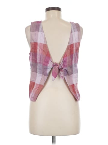 Madewell Plaid Tie-Back Tank in 100% Linen (view 2)
