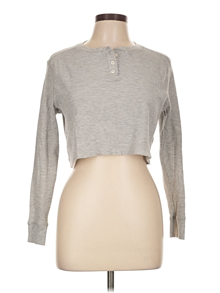 Pre-owned Wild Fable Long Sleeve Henley Shirt In Gray