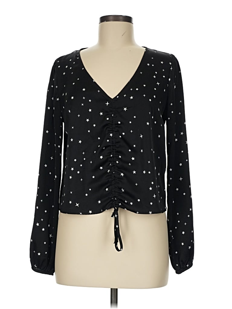Pre-owned Hippie Rose Long Sleeve Blouse In Black