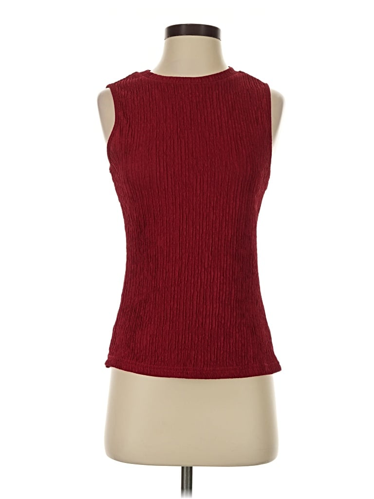 Pre-owned Zeagoo Sleeveless Top Burgundy Boatneck Tops