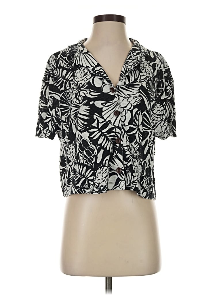 Pre-owned Nicole Miller Short Sleeve Blouse In Black