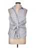 Nine West Stripes Blue Sleeveless Button-Down Shirt Size L - photo 1
