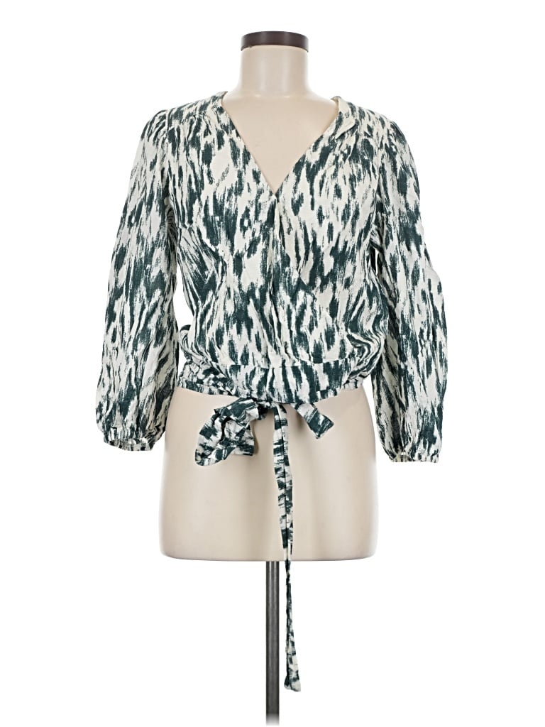 Pre-owned Evereve 3/4 Sleeve Blouse In Green