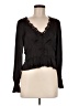 Gap 100% Polyester Black Long Sleeve Blouse Size Med Petite - photo 1
