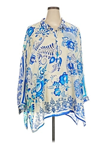 Johnny Was 3/4 Sleeve Silk Top (view 1)