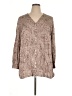 Purejill Brown 3/4 Sleeve Button-Down Shirt Size XL - photo 1
