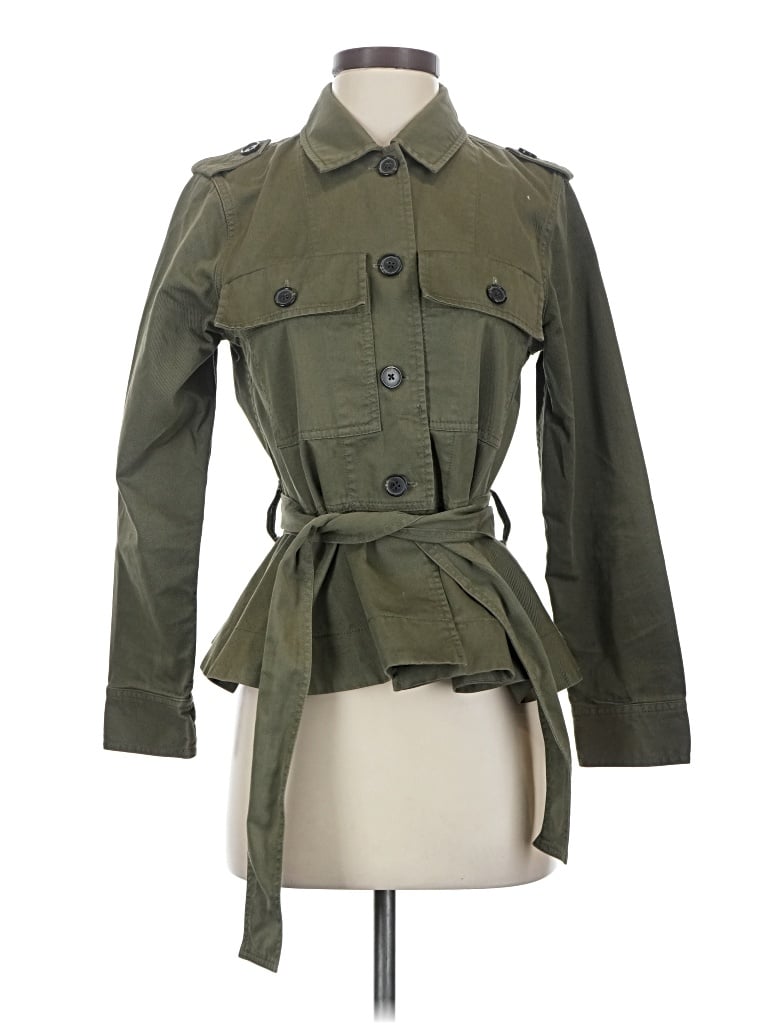 Pre-owned Jcrew Trenchcoat In Green