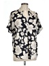 Unbranded 100% Polyester Floral Gray Short Sleeve Blouse Size L - photo 1