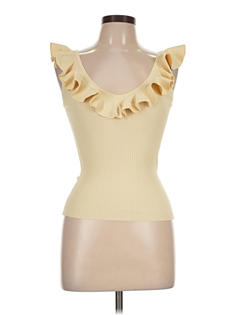 Zimmermann Sleeveless Top Yellow Ruffles Neckline Tops