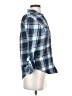 Gilly Hicks 100% Cotton Plaid Blue Long Sleeve Button-Down Shirt Size S - photo 4