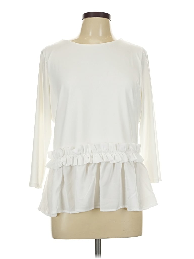 Pre-owned Ivanka Trump 3/4 Sleeve T-shirt In Ivory