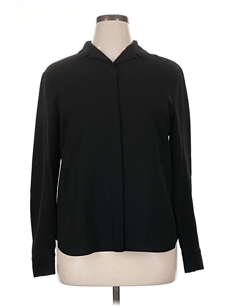 Pre-owned Lafayette 148 Long Sleeve Blouse In Black
