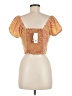 Pink Rose Yellow Gold Short Sleeve Blouse Size M - photo 2