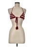 DAMSON MADDER Chevron-herringbone Checkered-gingham Color Block Red Burgundy Swimsuit Top Size 8 - photo 1