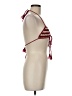 DAMSON MADDER Chevron-herringbone Checkered-gingham Color Block Red Burgundy Swimsuit Top Size 8 - photo 4