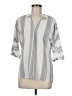 Wishful Park Stripes Gray 3/4 Sleeve Blouse Size M - photo 1
