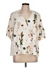 CATHERINE Catherine Malandrino 100% Polyester Floral Ivory 3/4 Sleeve Blouse Size L - photo 1